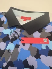 NWT Redvanly Dawson Camo Print Performance Golf Polo Shirt Tuxedo Blue XL $110