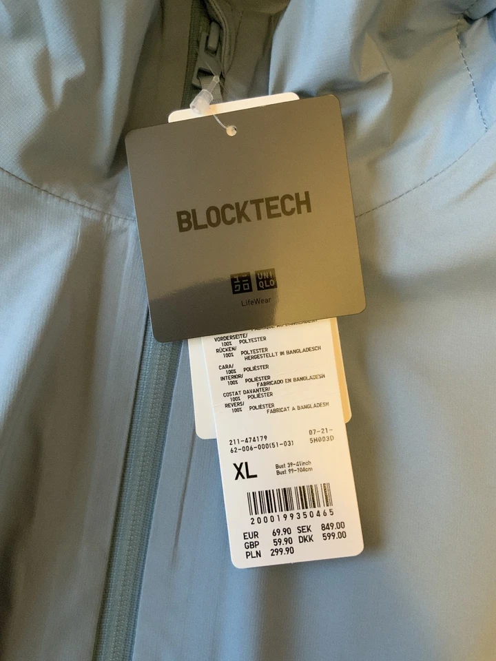 UNIQLO BLOCKTECH Parka Coat - Blue - Size XL Extra Large - NWT - Image 2 of 4