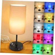  Small Table Lamp, 3 CCT 3000K/4500K/6500K & RGB Color 14.5in Cream - Black