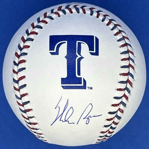 Nolan Ryan Signed Autographed Texas Rangers Team Stitch Logo Baseball w/ PSA COA