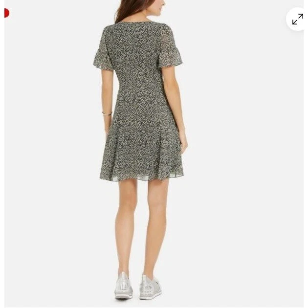 Abito estivo Michael Kors stampa floreale manica svasata chiffon linea A nuovo con etichetta