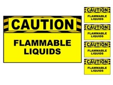 (5 Pack) Flammable Liquids Safety Stickers 3" X 5" Rectangular Warning Decals