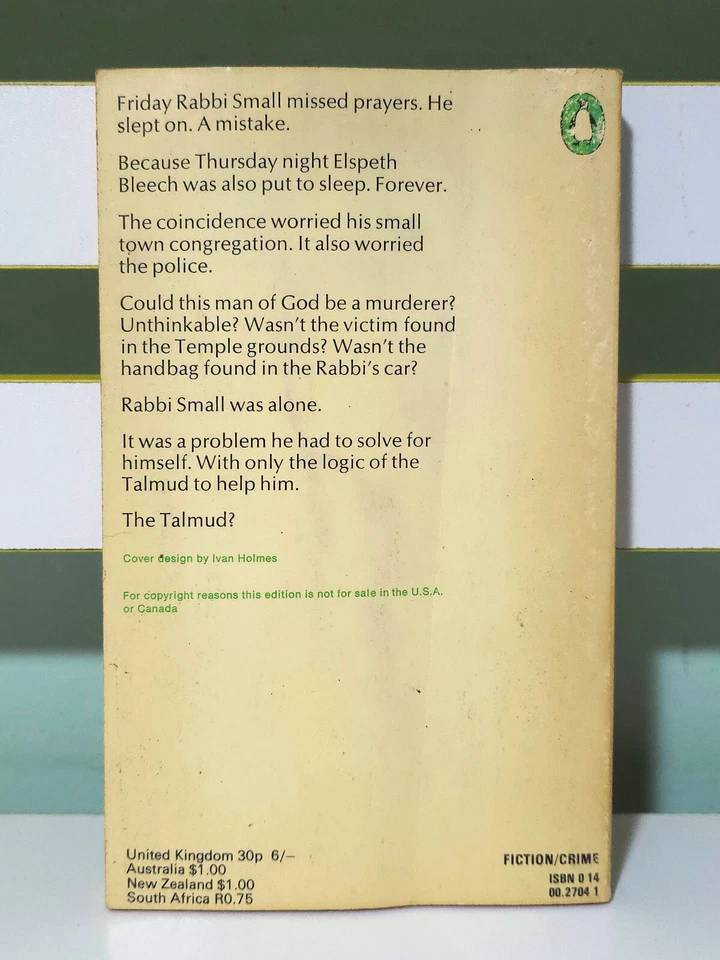 Friday The Rabbi Slept Late! 1971 PB Crime/Thriller Book by Harry Kemelman - Image 2 of 4