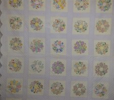 antique quilt 1920 dresden plate 78x90 lavender cotton depression original