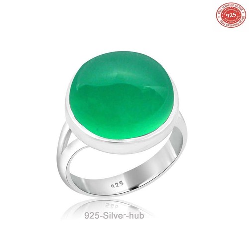 NATURAL GREEN ONYX GEMSTONE 925 STERLING SILVER HANDMADE JEWELRY RING SZ 3 TO 12