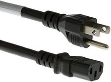 AC Power Cord 15A/125V 14 AWG 5-15P-C13 NEMA 5-15P-IEC-60320-C13 25 ft