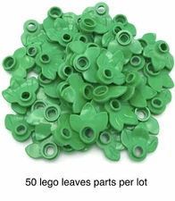 Lego 50 Pieces Bright Green Plants Leaf Modified Plate,Round 1x1 with 3 Leaves