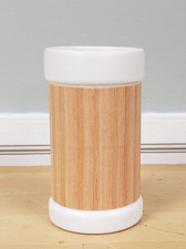InterDesign Real Wood Ceramic Vanity Tumbler Cup White/Light Wood Finish