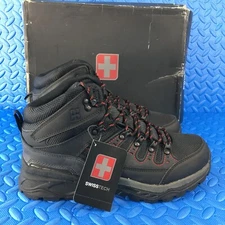 Mens Shoes Swiss Tech Black Non Marking Hiking Padded Sock Boots Size 10.5
