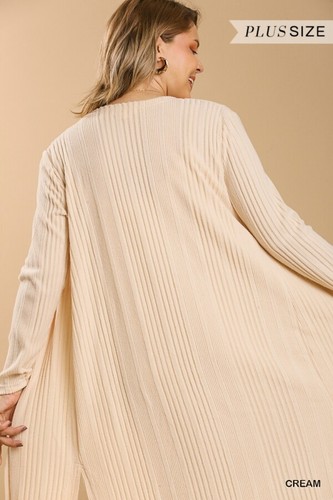 Umgee Women's Ribbed Knit Duster Cardigan Sweater Plus Size XL 1X - Picture 6 of 6