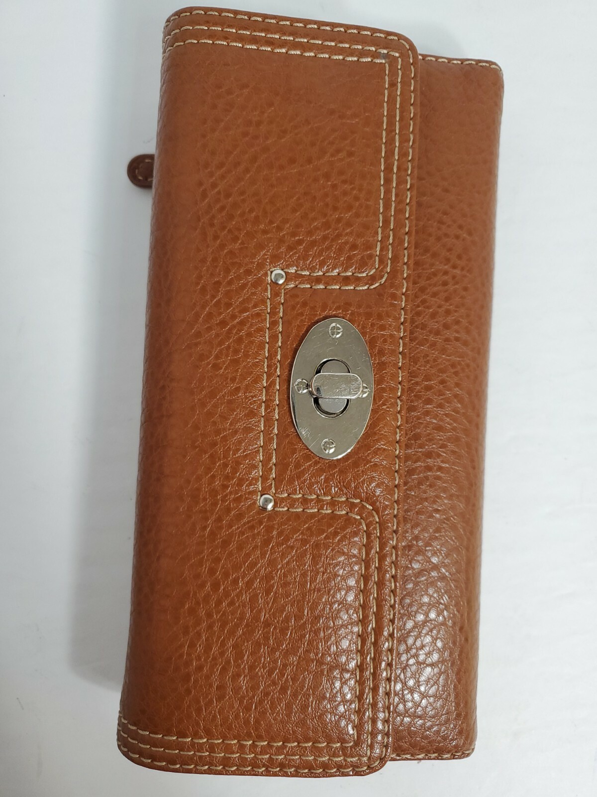 Brown Leather Women's Wallet Organizer 4x8 Inches with Multiple Pockets-image