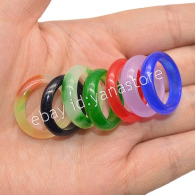 Natürlicher Edelstein Mehrfarbig Jade 17-18mm Finger Ringe Band Frauen Schmuck