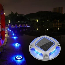 Solar Dock Marine Lights 12 Pack,2 Colors in 1,Outdoor LED Solar Powered Wate...