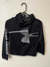 Under Armour Boys Size Large Youth Black Hoodie Sweatshirt Loose Fit