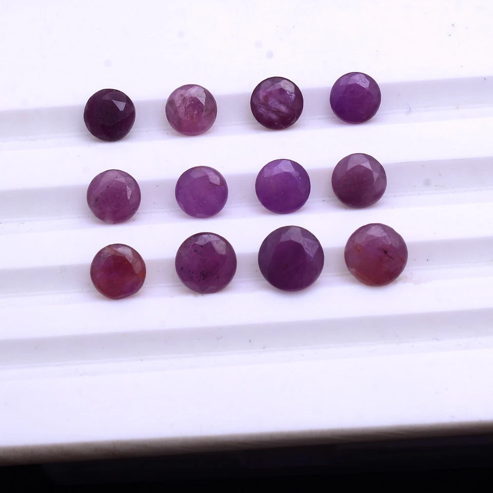 12 Pcs Natural Ruby Red Round Faceted Cut 5.11mm-6.28mm Untreated Gemstones Lot - Image 2 of 4