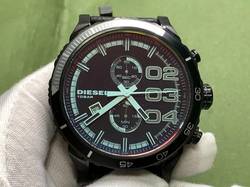 Diesel DZ4311 Double Down Series Analog Display Black Leather Quartz Men's Watch - Picture 2 of 17