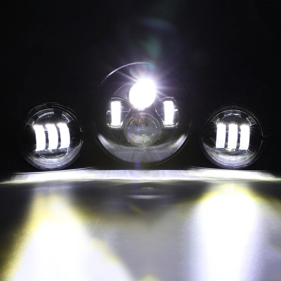 7" Headlight + 4.5" LED Passing Lights For Harley-Davidson Electra Glide Classic Foto 4 de 4