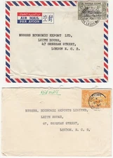 Sierra Leone: Two GVI Covers: Freetown-Messrs Economic Export Ltd, London, 1950s