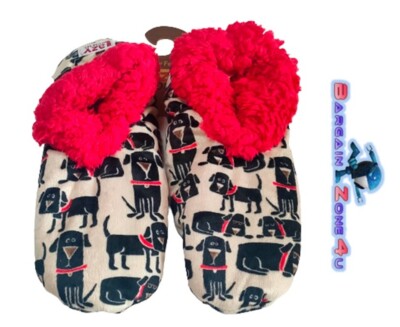 Damen Frauen Antirutsch Hausschuhe Plüsch Flauschig Flauschig Hund Winter Warm Fleece D22