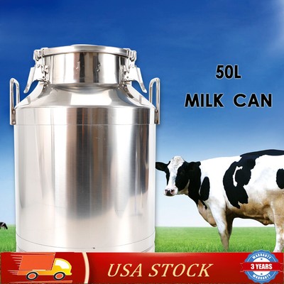 Stainless Steel Can 50L Milk Bucket Mil Can Tote Jug 13.25Gallon Barrel Canister