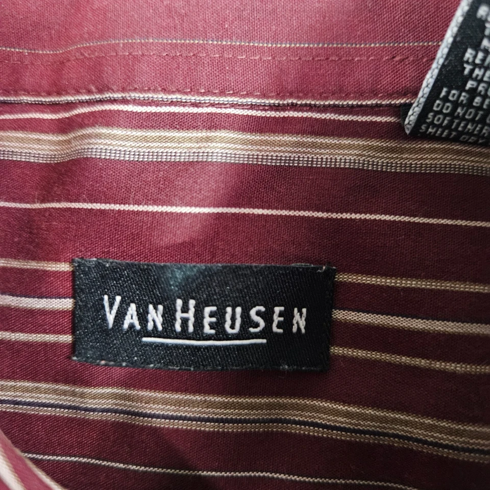 批量 2 - 16 16.5 Van Heusen 正装衬衫纽扣长袖 - 条纹格子 — 第 3/4 张图片