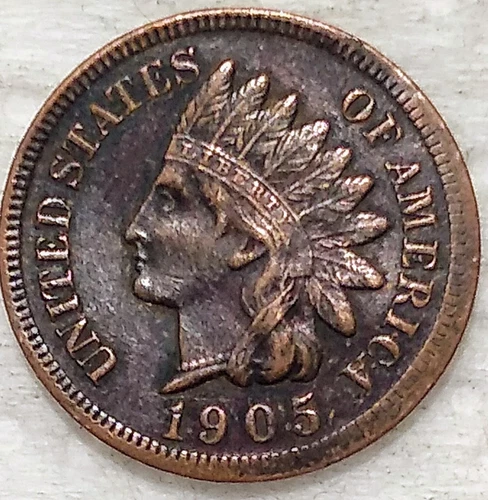 1905 Indian Head Cent Penny 1C - VF - #13153 - looks slightly bent