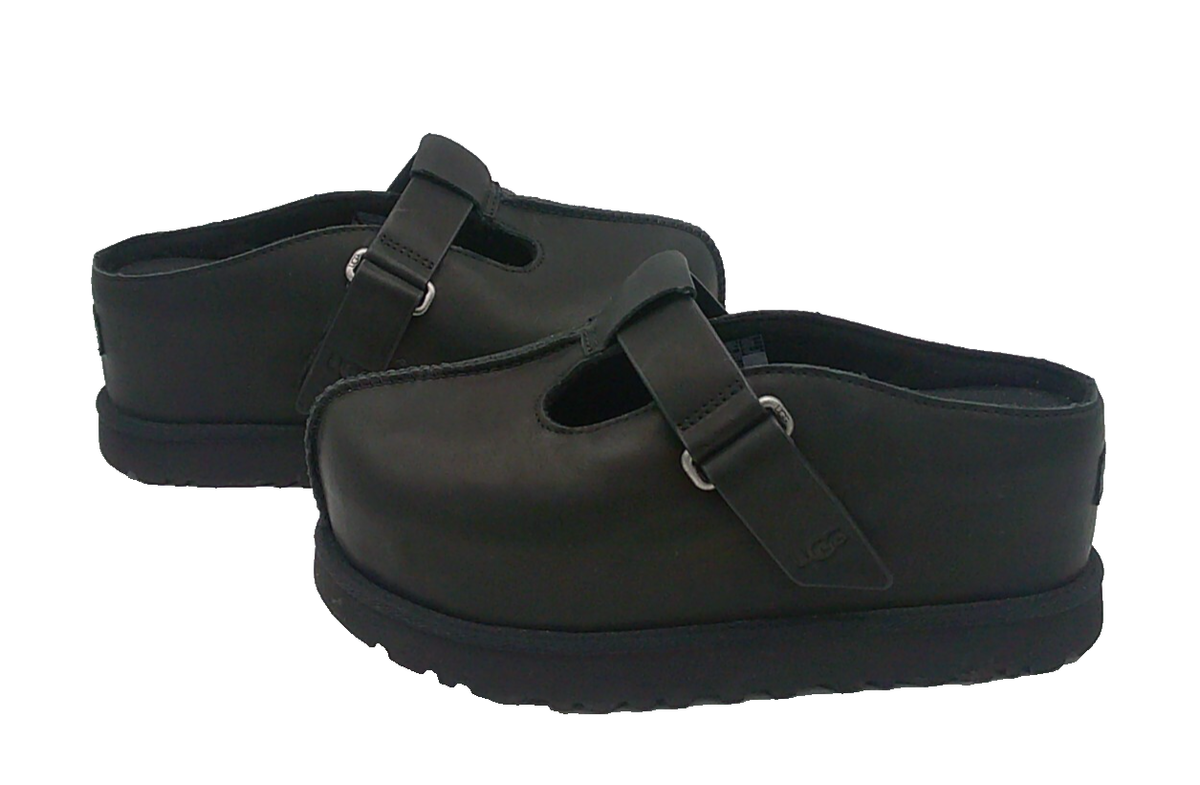 靴 UGG 23cm Goldenstar hi clog black UGG GOLDENSTAR HI CLOG WOMEN CLOG LEATHER BLACK US 10 /UK 8