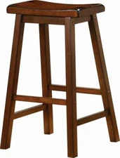 Wooden Saddle Seat Bar Stool in a Chestnut Finish - Set of 2