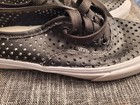Vans Black Perforated Leather Sneakers Mens 5.5 Womens 7 Front Tie PRISTINE! — photo 3