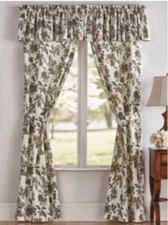 Ellis Curtain Tailored Pair with Ties 123 Madison Tania Floral Blue 63"L