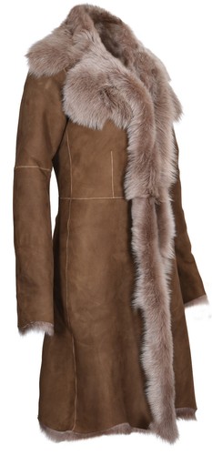 Beaver Ladies Women's Real Toscana Sheepskin Leather Suede Jacket Trench Coat - Picture 2 of 5