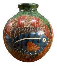 Pedro Guerrero Monkey Fish BirdVase San Juan De Oriente Nicaragua Art Pottery