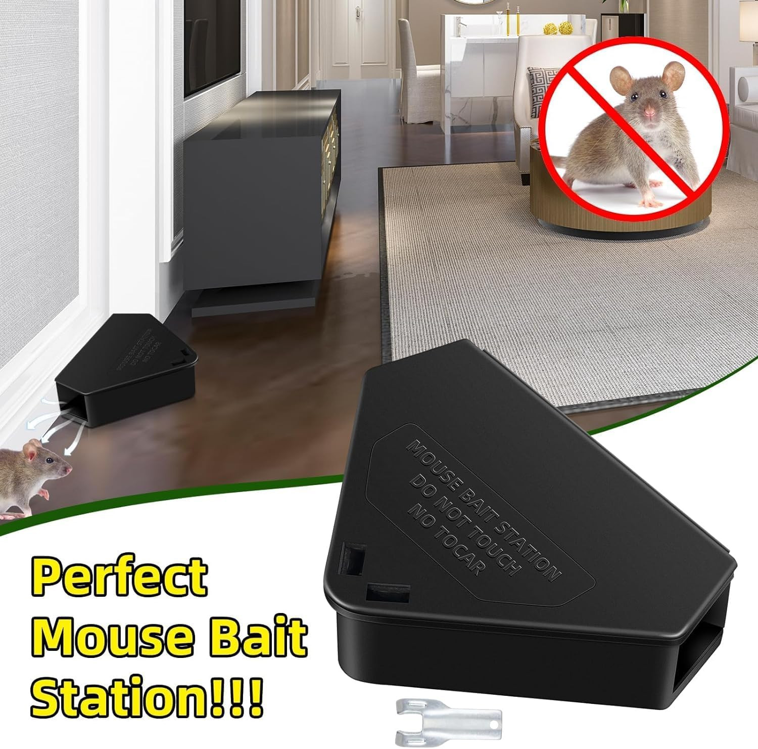8 Pcs Mouse Bait Station with Keys Indoor Outdoor for Rats Mice Rodents, Reusabl