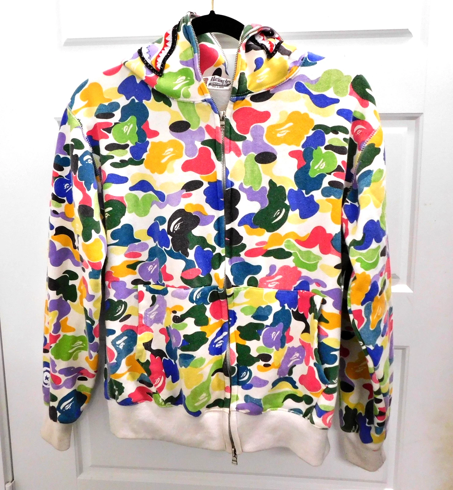 A Bathing Ape BAPE Shark Full Zip Hoodie Multicolor Camo Men's M