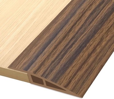 Vinyl Door Threshold Flooring 1/5 to 2/5, 3.3Ft, Smoked Brown Wood Grain 