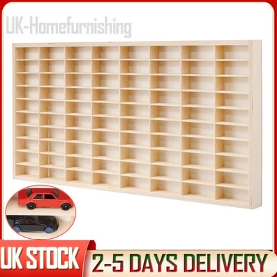 80 Cars Hot Wheels Diecast Car Matchbox 1/64 Wooden Display Storage Cabinet UK