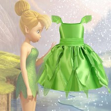 Kids Girls Tinkerbell Fairy Pixie Fancy Dress Princess Cosplay Costume Outfit UK