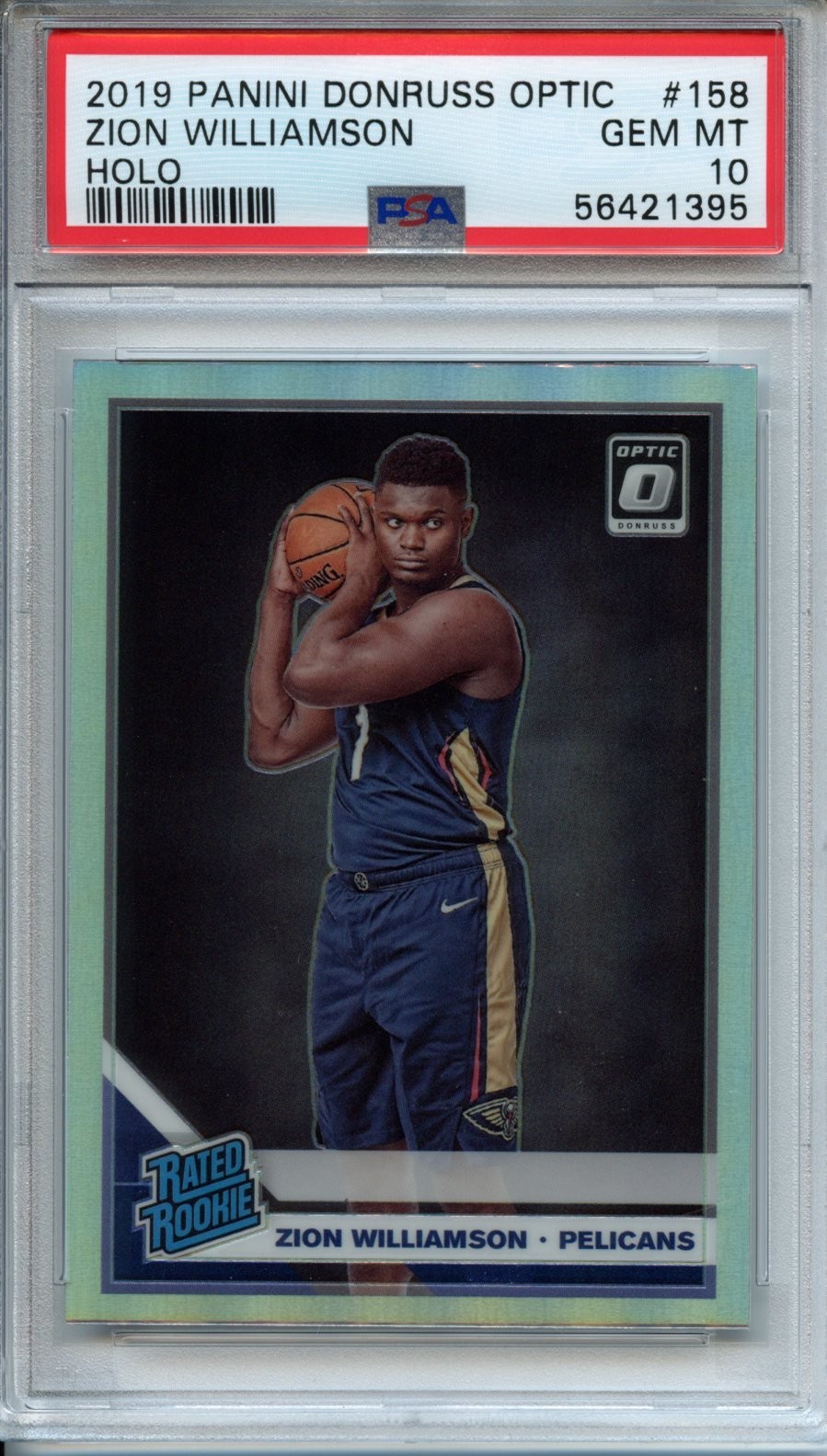 2019-20 Panini Optic Rated Rookie RC Zion Williamson #158 Holo Prizm PSA 10