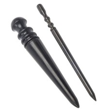 2pcs Ebony Wood Leather Craft Slicker, Round Burnisher, Polished Rods, Edge