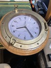 VINTAGE BRASS PORT HOLE SHIPS TIME QUARTZ NAUTICAL CLOCK — photo 1