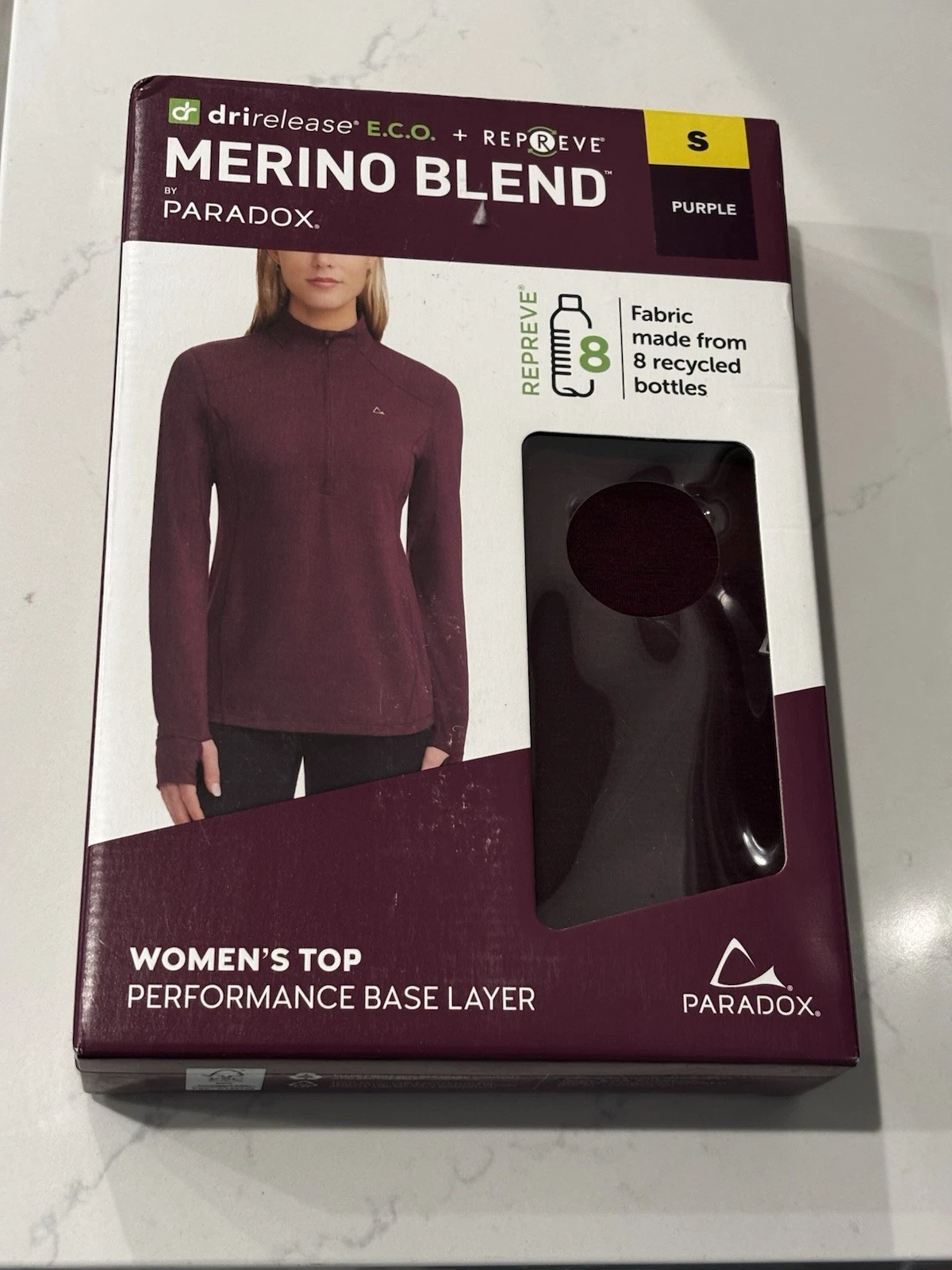 PARADOX Merino Blend NWT Women's Purple Top Performance Base Layer: Size Small