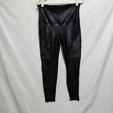 Spanx Faux Leather Moto Leggings Women Size M Black