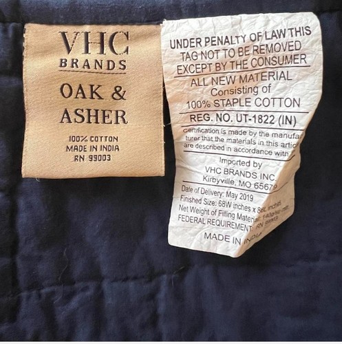 VHC brands Oak & Asher Crosswoods Quilt Twin Size 68x86 Blue/Green/White - Picture 4 of 5