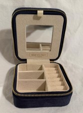 Benevolence LA Plush Velvet Travel Jewelry Box Organizer w Mirror, Blue  Velvet