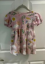 Mini Boden: Girls Light Pink SS Dress; Pegasus, Sun/Cloud, Harp Print, 3-4Y