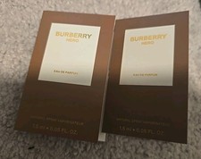 2x BURBERRY HERO for Men Perfume 0.05 oz 1.5 ml Eau de Parfum Sample Spray