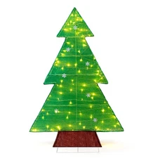 LEADZM 4FT Lighted Christmas Tree Yard Decorations