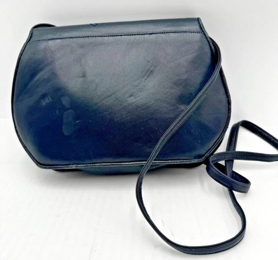 Bolso de mano bandolera Sharif para mujer de cuero azul bordado floral Foto 2 de 4