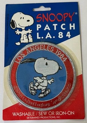 80'sロサンゼルスオリンピック　スヌーピー Snoopy Peanuts Running Marathon Iron Sew On Patch 1984 Los Angeles