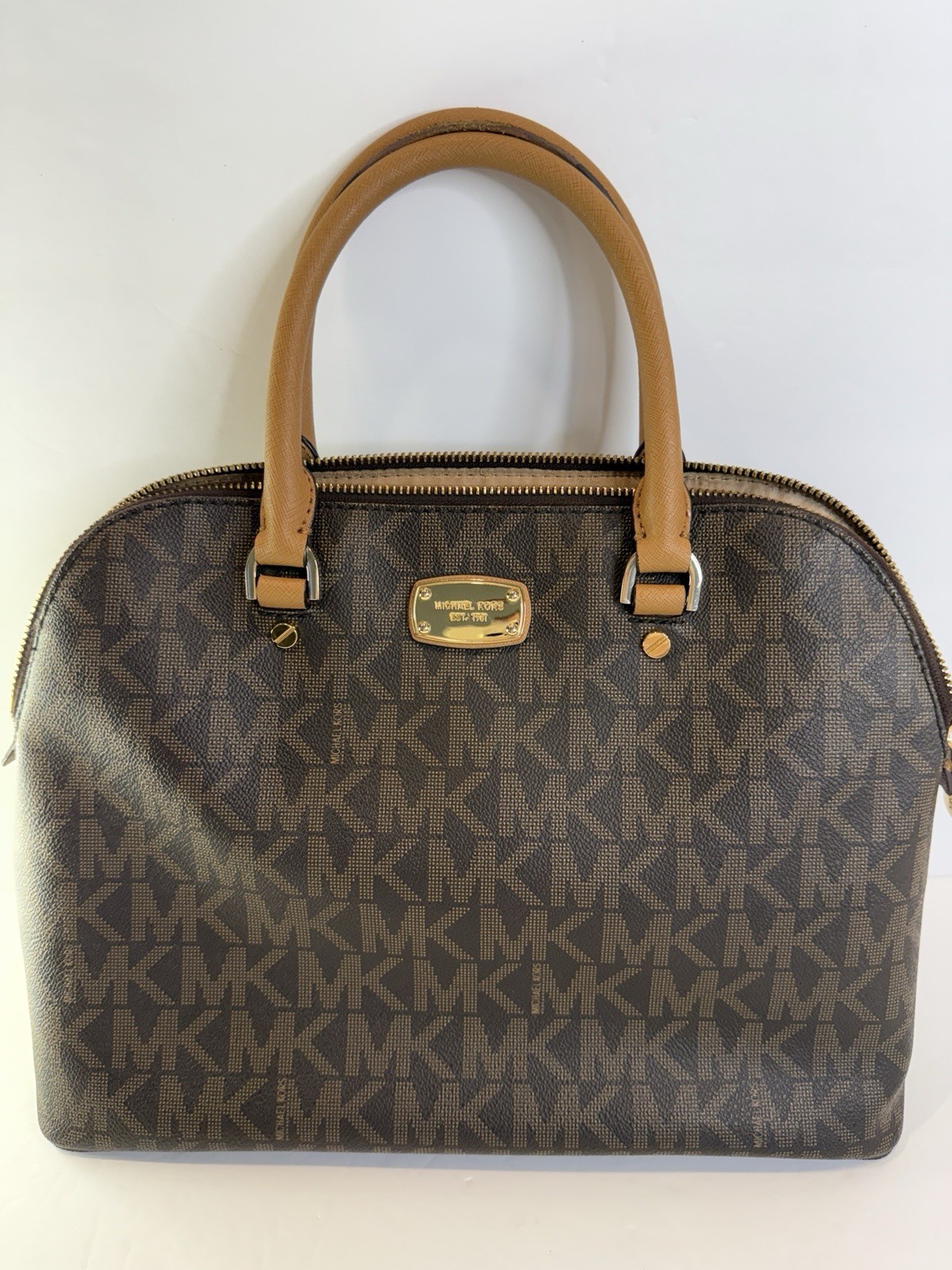 Michael Kors 🧡Jet Set Signature Dome Satchel – Monogram Chic 🧡Preloved Beauty
